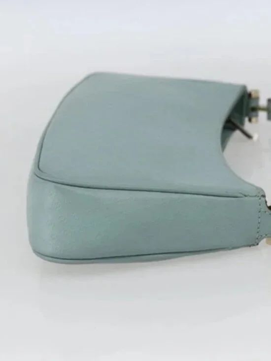 GUCCI Micro GG Canvas Shoulder Bag Leather Light Blue Gold 001 5155 Auth 173651 - Picture 5 of 16